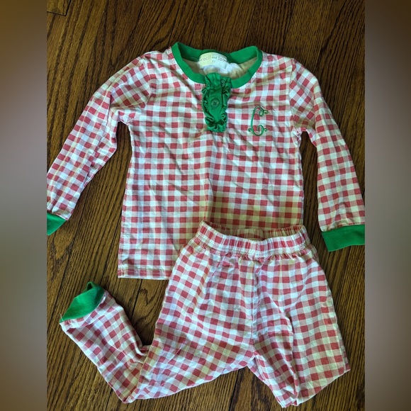 Cecil and Lou Red and Green Checkered Pajamas C monogram 3T - Picture 1 of 6